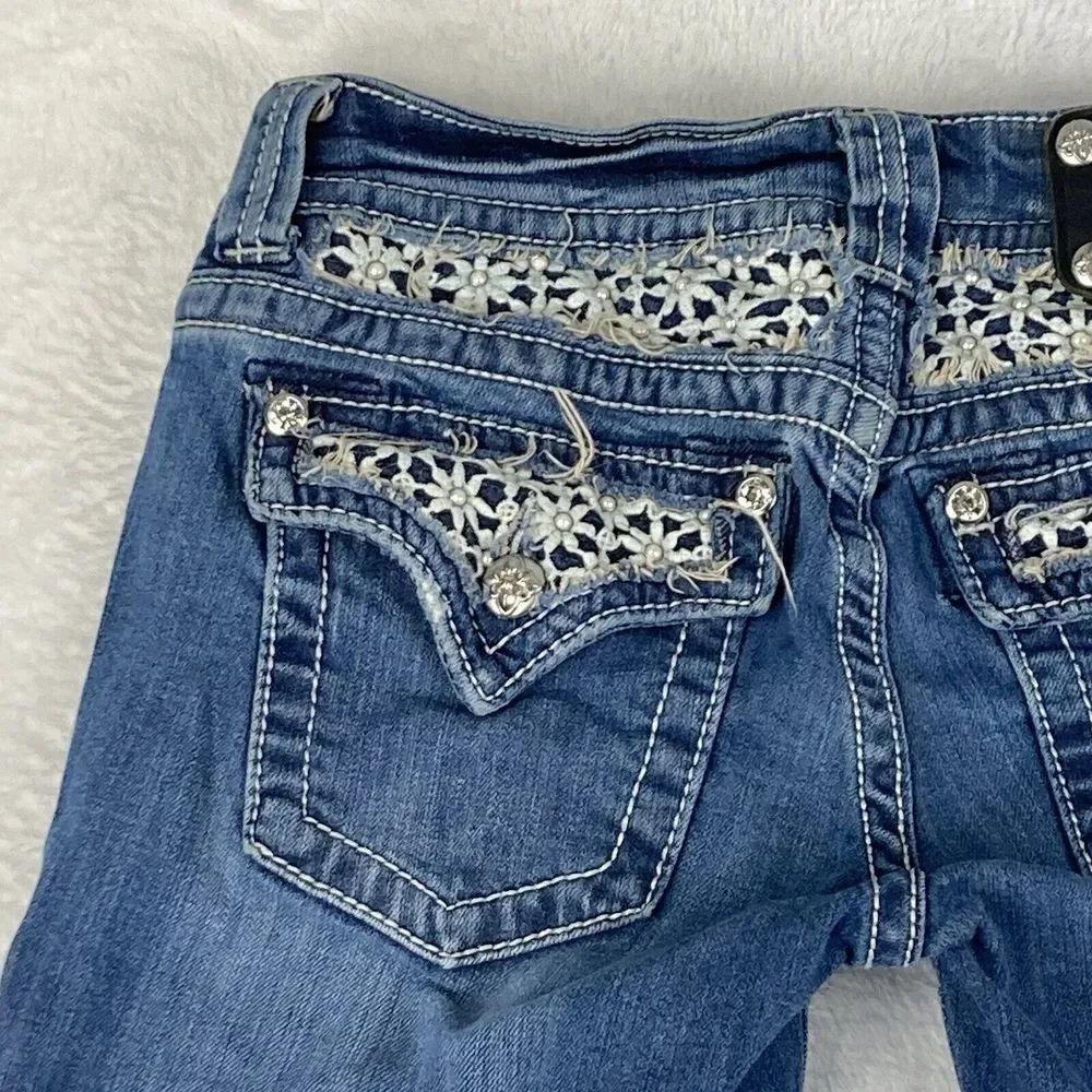 Miss Me Capri Womens Low Rise Blue Denim Jeans‎ Size 28